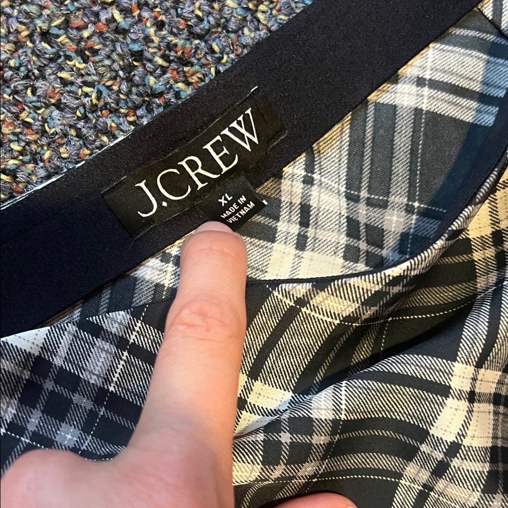 J Crew Black and White Plaid A-Line Skirt - Picture 3 of 6